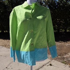 Louis Feraud Lime Green and Aqua Women's Jacket